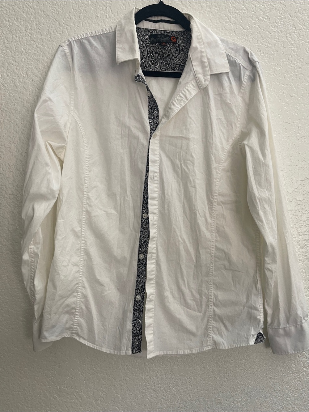 G by Guess White Button-Front Shirt Jacket with Paisley Trim